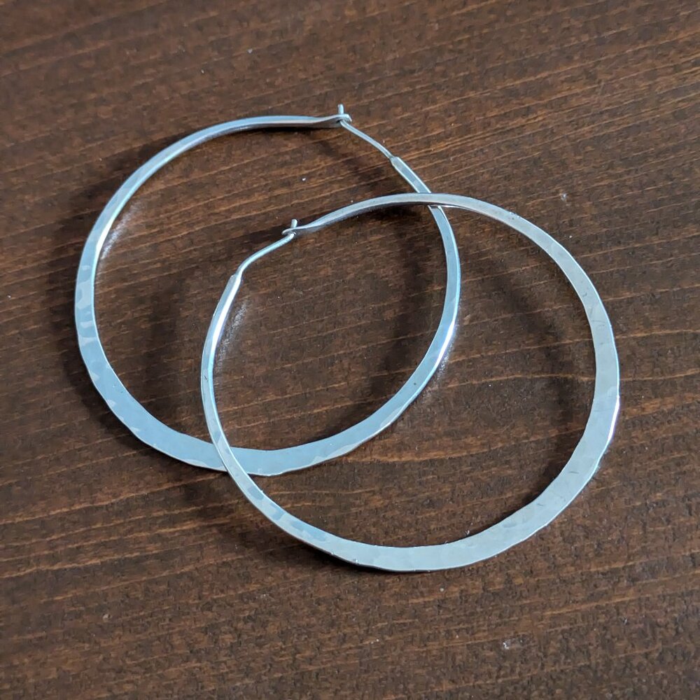 Sterling Silver Hammered Hoop Earrings